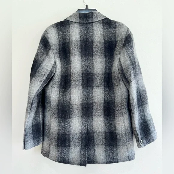 Madewell The Oversized Dorset Blazer Buffalo Check Boiled Wool, Grey/Black, XS - Picture 5 of 13